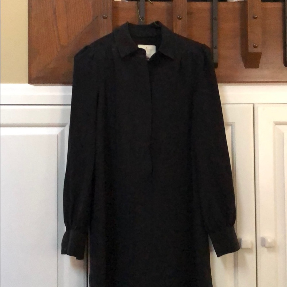 100% silk black collarded dress.